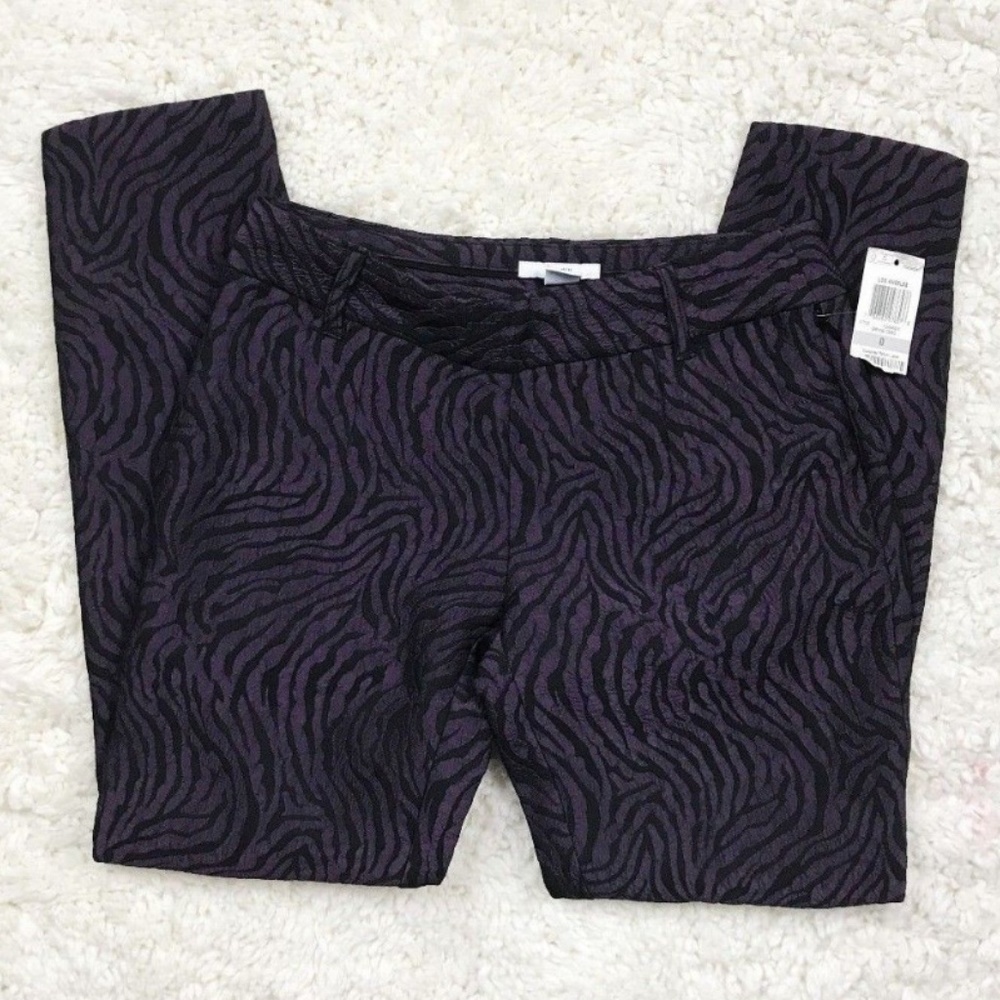 BAR III Womens Purple & Black Animal Print Los Angeles Dress Trousers Size 4